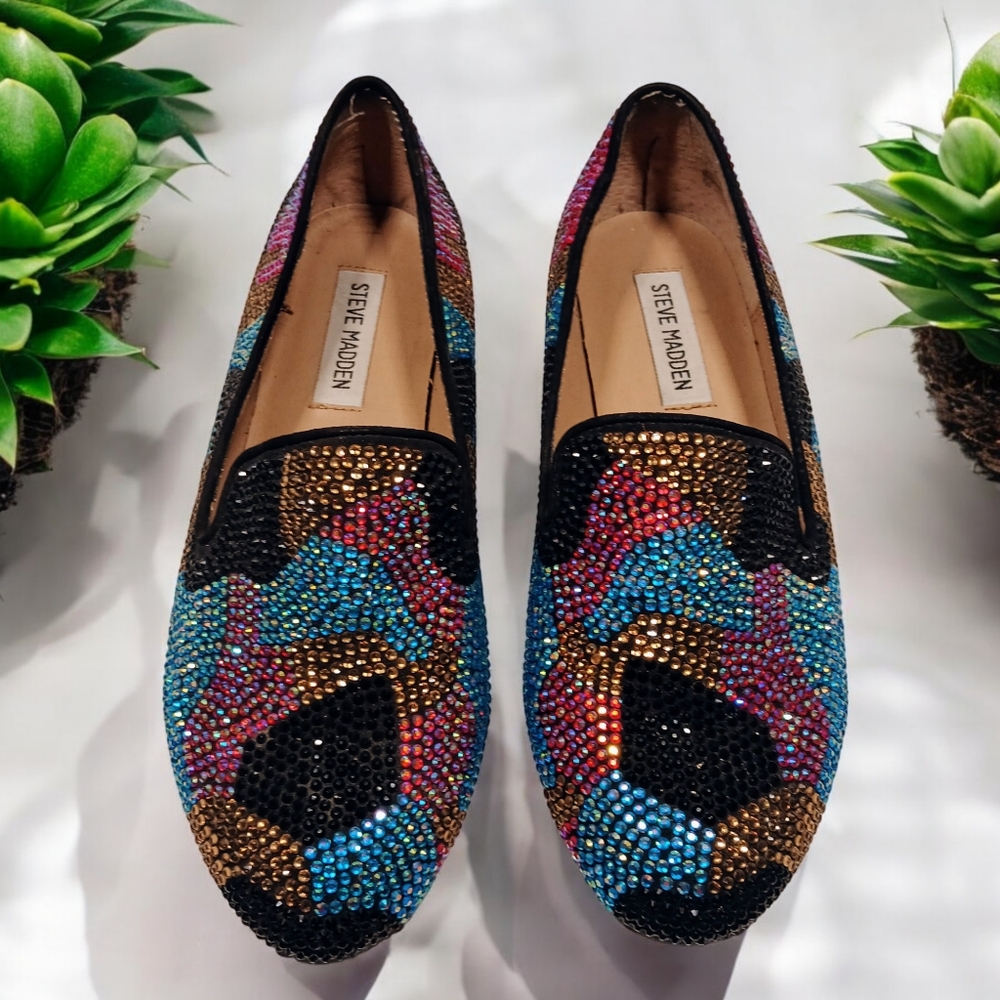 Steve Madden Concord Size 8 Multi-colored Rhinestone Flats - Picture 15 of 16